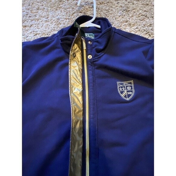LAUREN RALPH LAUREN Active Jacket Coat Blue Gold Crest Zip Up Top Size Large - Picture 8 of 10